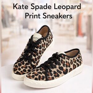 Kate Spade Leopard Print Sneakers Brown Black Lace-Up Round Toe Size 7B